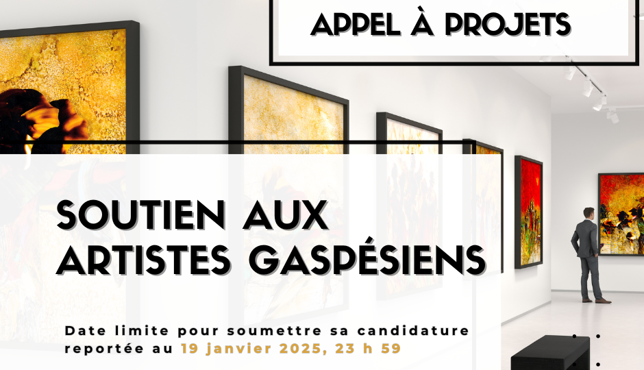 Soutien aux artistes gaspésiens : Date limite reportée au 19 janvier 2025