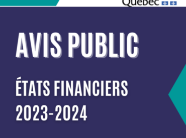 Avis public : Présentation des états financiers 2023-2024