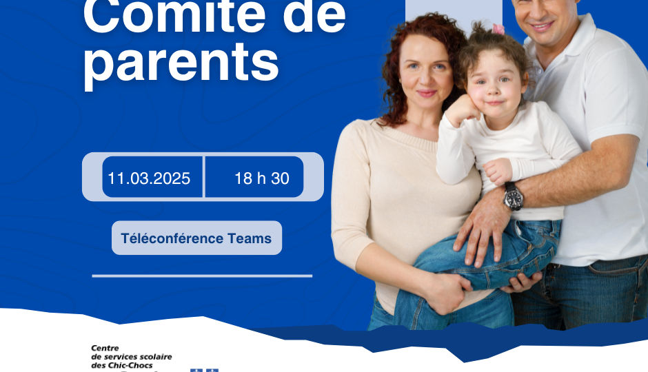 Avis public : Rencontre du comité de parents le 11 mars 2025 à 18 h 30