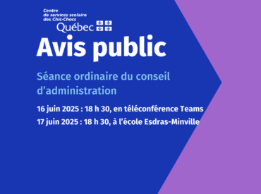 Avis public : Séance ordinaire du conseil d’administration