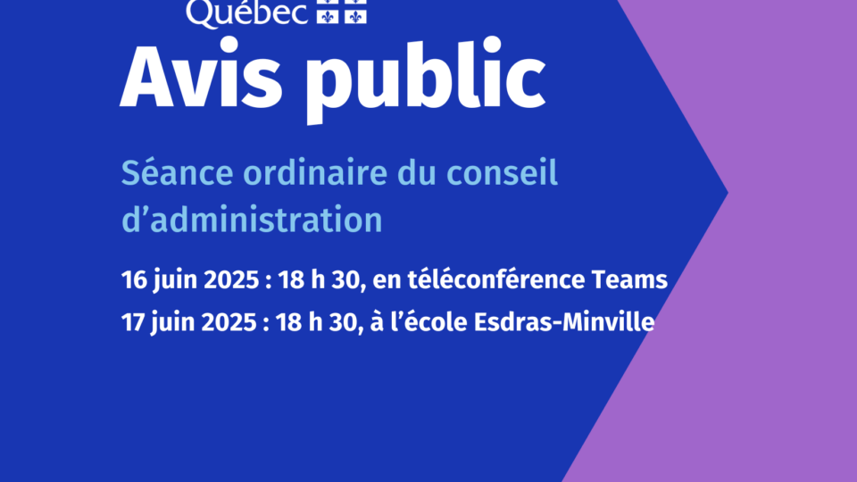 Avis public : Séance ordinaire du conseil d’administration