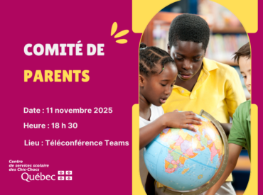 Comité de parents le mardi 11 novembre 2025 à 18 h 30