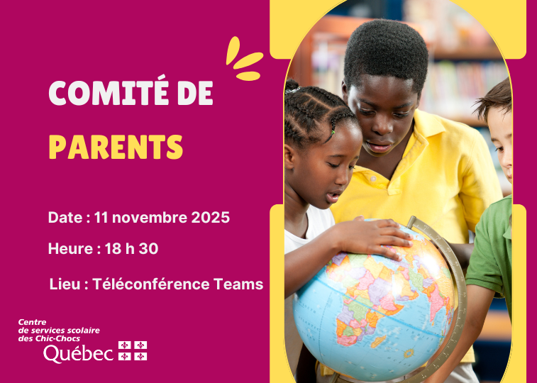 Comité de parents le mardi 11 novembre 2025 à 18 h 30