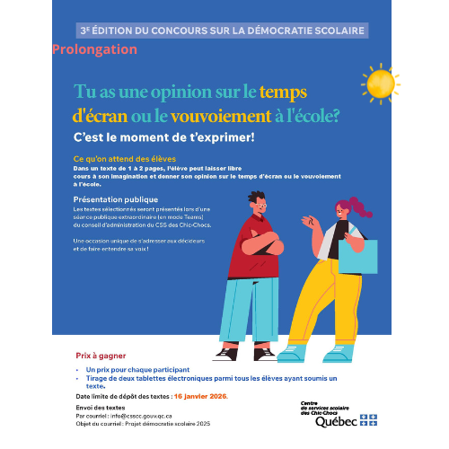 La 3e édition du concours sur la démocratie scolaire se poursuit!