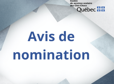 Avis de nomination à la direction générale adjointe