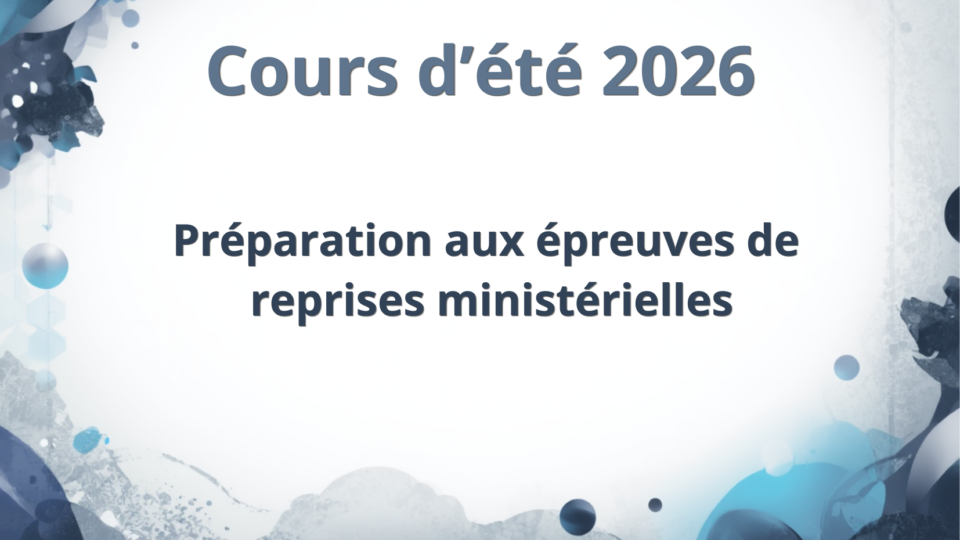 Cours d&rsquo;été 2026