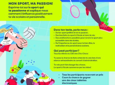 4e édition du concours sur la démocratie scolaire : Mon sport, ma passion!