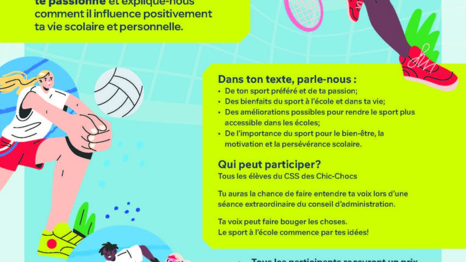 4e édition du concours sur la démocratie scolaire : Mon sport, ma passion!