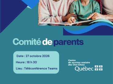 Avis public : Rencontre du comité de parents le 27 octobre 2026 à 18 h 30